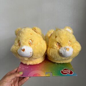 Care Bears Cheerful Heart Yellow Bear Slippers Women’s M-L (7-8) Cozy Faux Fur